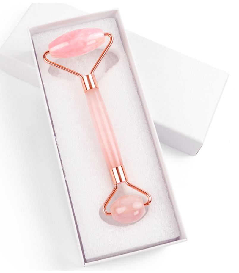 Inner Glow Therapeautic Face Massage Jade Roller OR Rose Quartz Natural Stone Crystal Slimmer.