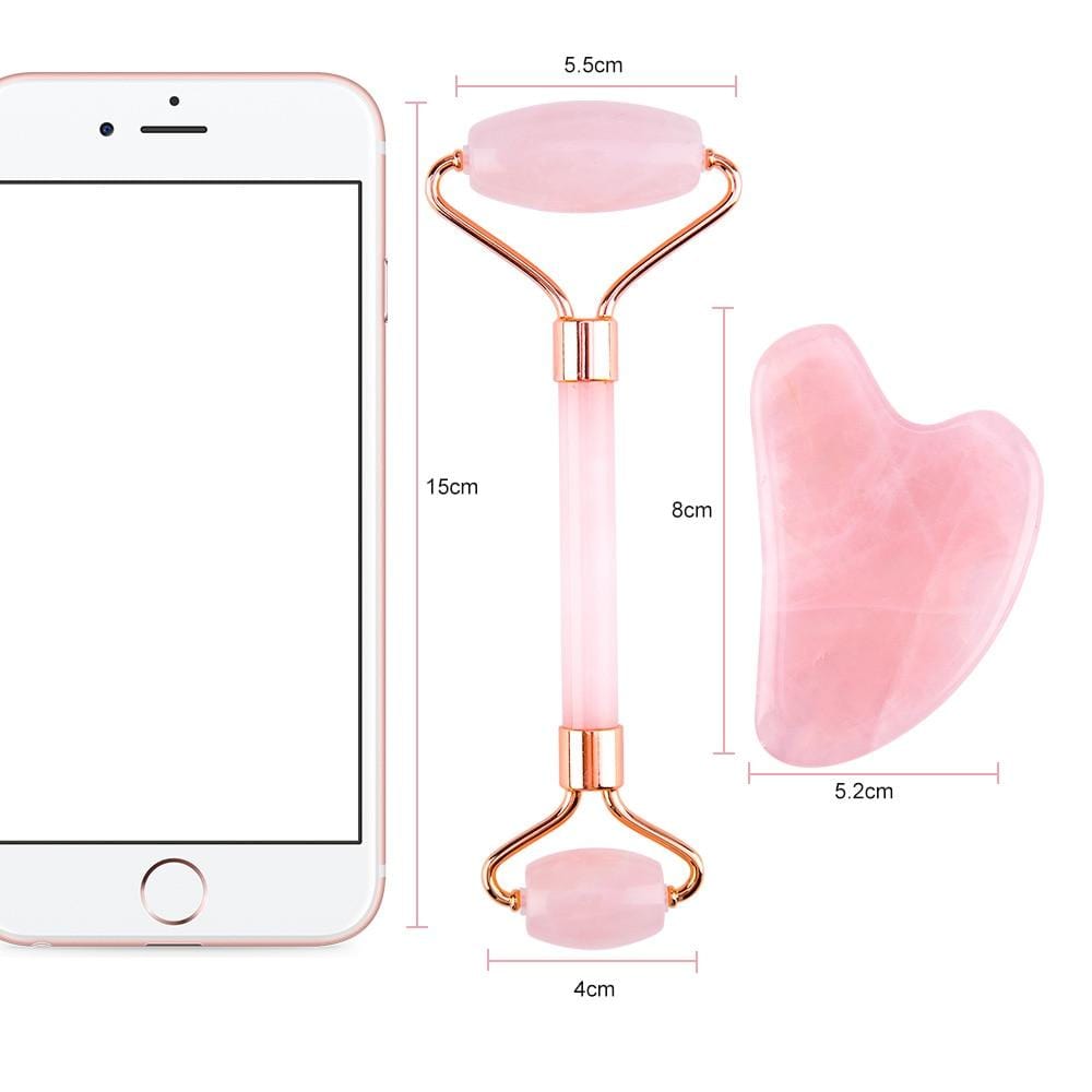 Inner Glow Slimming Face Massager Rose Quartz Roller/Natural Jade Facial Massage Roller + Face Massager Lifting Tool.