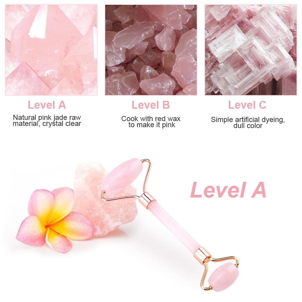 Inner Glow Slimming Face Massager Rose Quartz Roller/Natural Jade Facial Massage Roller + Face Massager Lifting Tool.