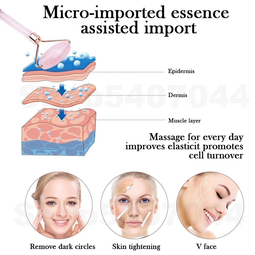 Inner Glow Slimming Face Massager Rose Quartz Roller/Natural Jade Facial Massage Roller + Face Massager Lifting Tool.