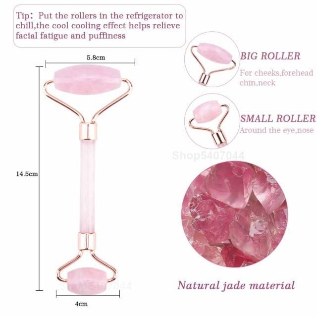 Inner Glow Slimming Face Massager Rose Quartz Roller/Natural Jade Facial Massage Roller + Face Massager Lifting Tool.