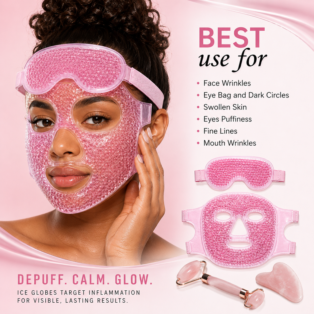 Full Face Cooling Reusable Ice Mask + Eye Mask Ice Pack