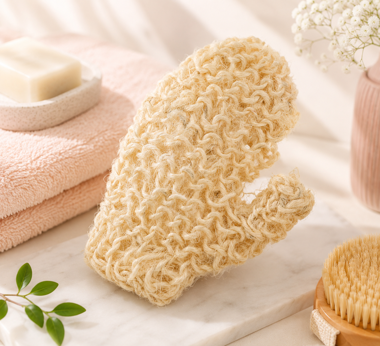 Natural Sisal Exfoliating Eco Friendly Bath Glove For Smooth Glowing Skin 1pc