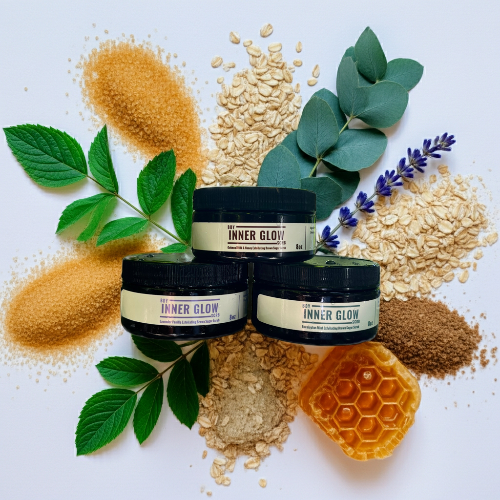 All 3 Essential Oil Exfoliating Brown Sugar BDY Scrubs 8oz