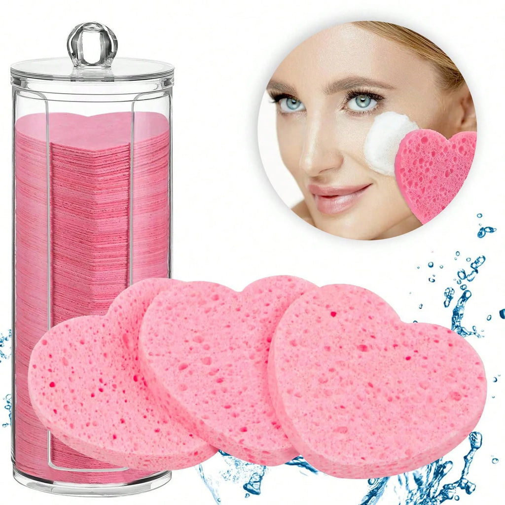 Heart Shaped Disposable Gentle Face Sponges 50pcs