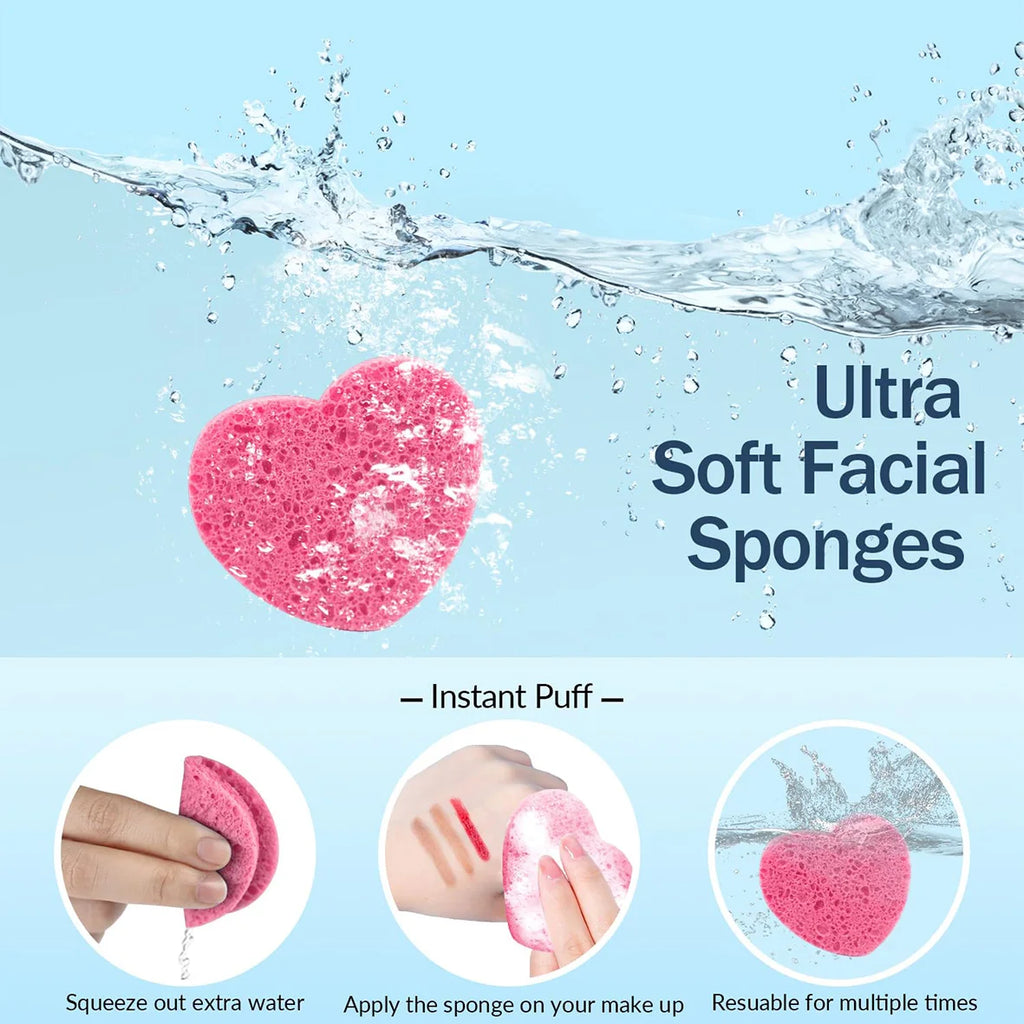 Heart Shaped Disposable Gentle Face Sponges 50pcs