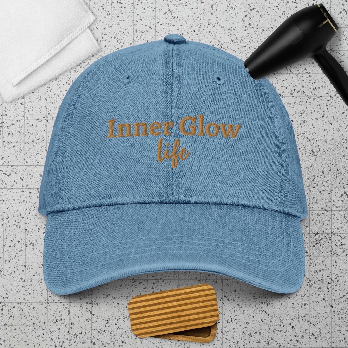 Inner Glow Life Denim Dad Hat.