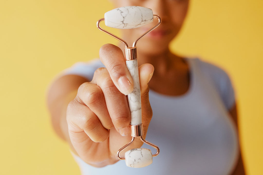 Rose Quartz and Natural Jade Face Massager Roller + Lifting Tool