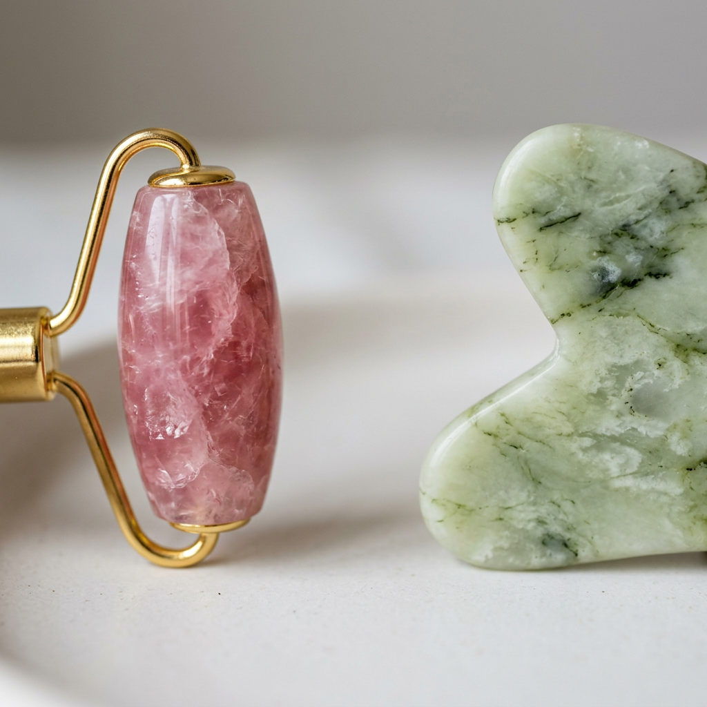 Rose Quartz and Jade Stone Texture Close-up