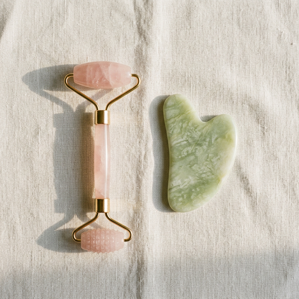 Rose Quartz Roller and Jade Gua Sha Hero