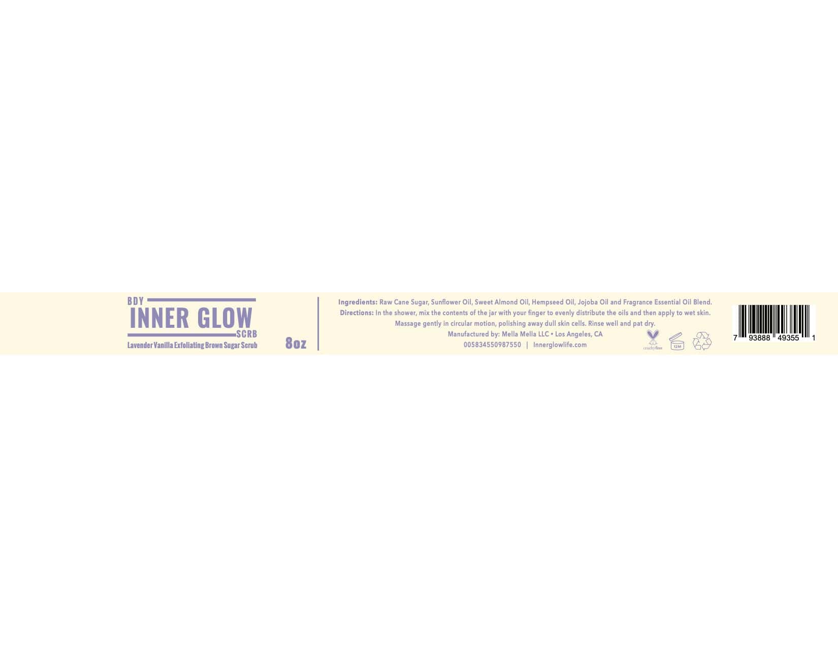 Inner Glow Lavender Vanilla Exfoliating Brown Sugar Scrub- 8oz.