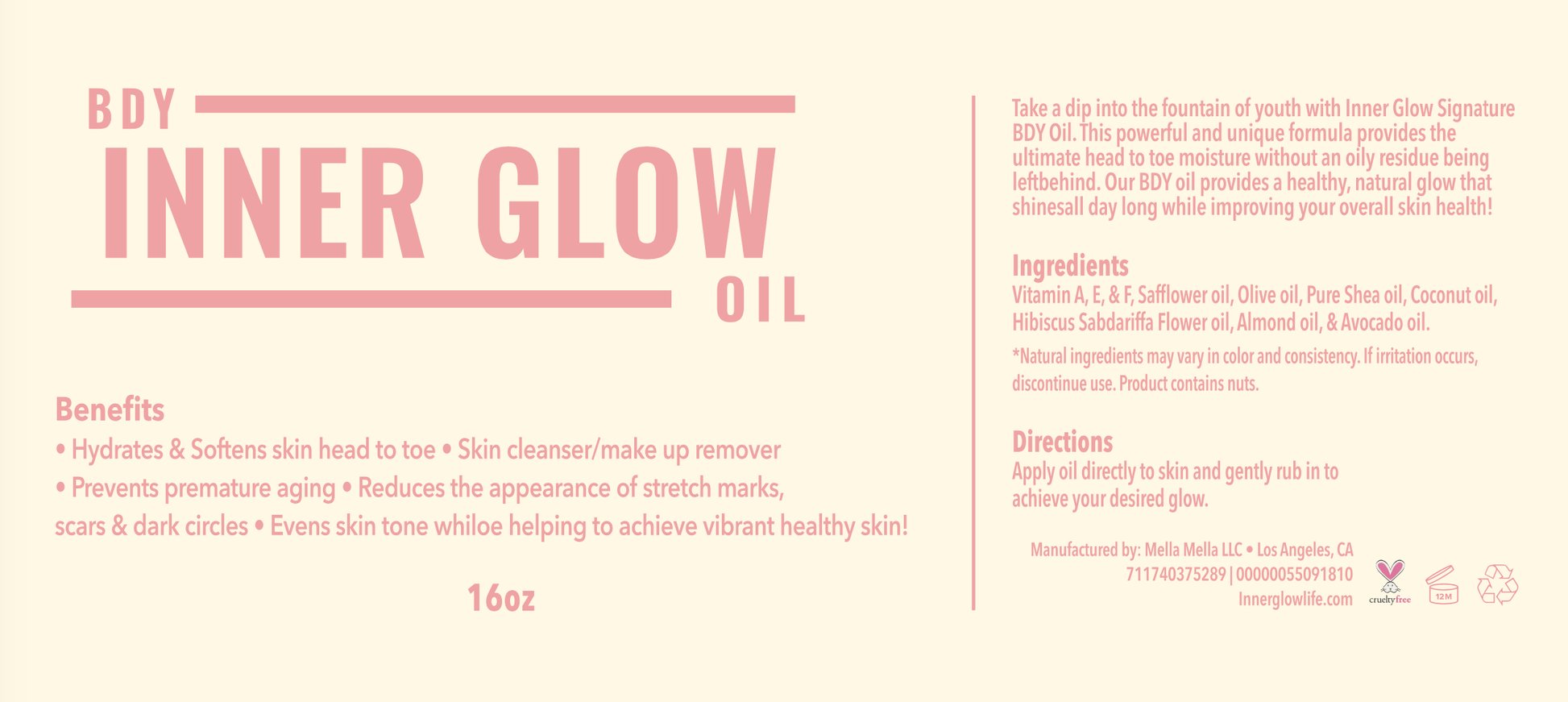 Inner Glow Life Signature BDY Oil - 16oz.