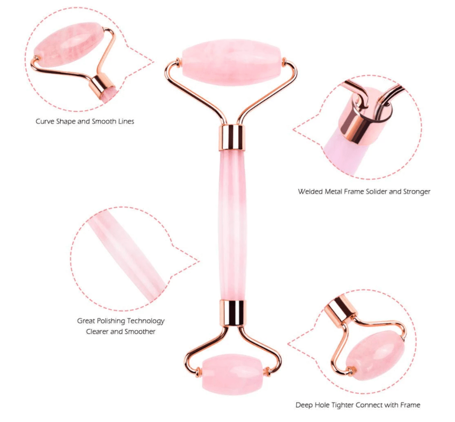 Inner Glow Therapeautic Face Massage Jade Roller  OR Rose Quartz Natural Stone Crystal Slimmer.