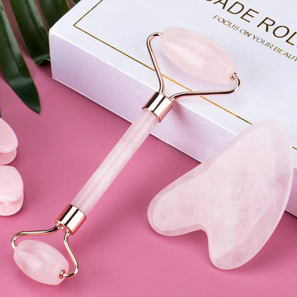 Inner Glow Therapeautic Face Massage Jade Roller  OR Rose Quartz Natural Stone Crystal Slimmer - Inner Glow Life